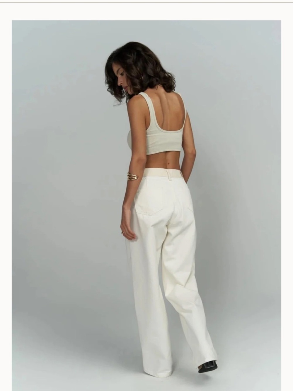 NWT Piral tri-fold jeans two-tone cream sz medium - Picture 5 of 10